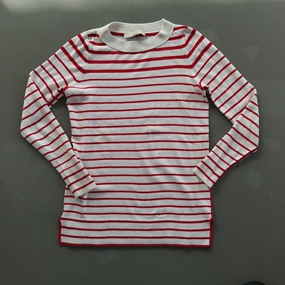 Loft Red and White Striped Sweater